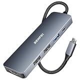 BENFEI Hub USB C 5 en 1 con HDMI 4K, 1*USB-A 3.2 Gen2 10Gbps, 2*USB-A 2.0, PD 100W, Cable de diseño Tejido y de Silicona Compatible con MacBook Pro/Air, iPad Pro, iMac, iPhone 15 Pro/Pro MAX