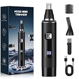 Brigin Cortapelos Nariz y Oreja Profesional Indoloro,Quita Pelos Resistente Agua USB Recargable,Hoja de Doble Filo Impermeable Fácil de Limpiar