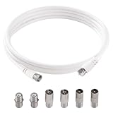 KUOQIY 1m 75 Ohm Cable Coaxial RG6, F Macho a F Macho Alta Velocidad Cable Antena TV RG6, con 6 Piezas Acopladores de Extensión, para Caja de Cables, TV, Satélite, Enrutador Digital