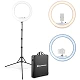 Lume Cube - Anillo de luz LED para Videos, Selfies, transmisión en Vivo | Luz Circular de 18 Pulgadas con Soporte, Soporte para teléfono y Soporte para cámara, portátil + Soporte de trípode de 6.5
