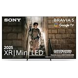 Sony BRAVIA 5, Mini LED 55 Pulgadas, Procesador XR con IA, Acoustic Multi-Audio, Dolby Vision/Atmos, IMAX Enhanced, Google TV 2025, Apple AirPlay 2, Eco Dashboard 2, Menú Gaming, 55'