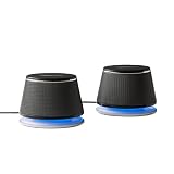 Amazon Basics Altavoces 2.0 para PC o portátil, entrada auxiliar de 3.5 mm, alimentación USB, 1 par, color negro