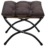 HollyHOME Reposapies Plegable Salon Taburete con Patas Metal Pequeño Reposapies Sofa Otomano Plegable Jardin Balcon, Gris Marrón