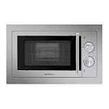Orbegozo MIG 2033, Microondas, 800 W, grill 1000 W, 9 niveles de funcionamiento, 20 litros de capacidad, programa descongelación, 30 minutos temporizador manual, encastrable, acero inoxidable