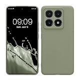 kwmobile Carcasa Compatible con Xiaomi 14T Pro Funda - con Bordes elevados - Apto Carga inalámbrica - Gris Verdoso Mate
