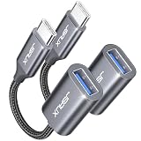 JSAUX Adaptador USB a Tipo C 3.0 Cable OTG C Macho a USB Hembra-Pack de 2 | Aluminio, Tejeduría, Compatible con iPhone Duo/18/17/16/15 Pro Max, MacBook Pro/Air, iPad Pro, iMac, Galaxy S26 S25 S24 S23,