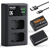 K&F CONCEPT NP-FW50 2×1100 mAh Baterías + Cargador Compatible con Sony | Pack de 2 baterías NP-FW50 1100 mAh y cargador doble Compatible con Sony A6000, ZV-E10, A6400, A7 II, A6500 y más