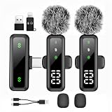 XIXIXIAXIA Micrófono Lavalier inalámbrico con Pantalla LED, micrófonos Lavalier con Clip con reducción de Ruido, para grabación de Video, Tiktok, Youtube, Vlog Podcast Content Creator (Negro)
