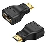 EUZUXU 2 Piezas Adaptador HDMI a Mini HDMI, 1080p Adaptador para Mini HDMI, Adaptador Mini HDMI Cable de Acoplamiento Conector, Negro