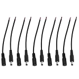 5 Pares Conector de Barril 5.5X2.1mm Macho Hembra Conector de Alimentación de Barril DC Power Barrel Plug Jack Connector Cable Wire (Negro)