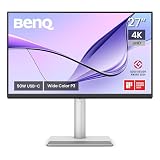 BenQ MA270U 27” Monitor 4K 3840x2160 para MacBook Pro/Air, Doble USB-C de 90W, Coincidencia de Colores con Mac, Hub USB, Control de Brillo y Volumen en Mac, Soporte Ajustable, Espectro de Colores P3