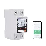 Medidor energía inteligente WiFi AC 63A 80-300V Protector inteligente contra fugas a tierra por bajo voltaje Relé Dispositivo Interruptor Disyuntor Energía Potencia kWh Medidor Smart Life 230V (BLACK)