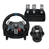 Logitech G G29 SE Driving Force, Volante de Carreras PS5, PS4 y PC, Negro | Volante PS5, PC y Mac + pedales y palanca de cambios, Force Feedback, cuero auténtico, simulador de conducción