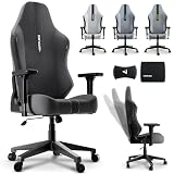 JUPPLIES Silla Gaming Premium Ergonómica – Sillas Gamer con Lino Transpirable, Reclinable 160°, Cojín Viscoelástico, Reposabrazos 4D y Base Hierro Reforzada (Negra)