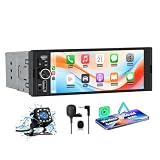 Junsun Radio Coche 1 DIN con CarPlay y Android Auto Inalámbrico, Autoradio con Pantalla Táctil de 6,36' y Cámara Trasera, Admite Bluetooth, FM, USB, TF, DSP y Mandos al Volante