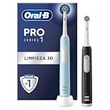 Oral-B Pro 1 Cepillos de Dientes Eléctricos, Azul Y Negro, Pack de 2