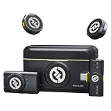 Hollyland Lark M2 Mini Combo Micrófono Inalámbrico (2TX+2RX) para Cámara, iPhone, Android, PC, 300m, 48kHz/24 bit, Hi-Fi Audio, ENC Anti-rumore, Microfono de Solapa per Livestream, Vlog - Negro
