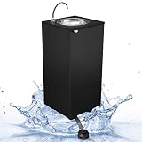 Express Water Basic Dark Plus, Fregadero para Lavabo, Portátil Autónomo Transportable, con Depósito de Agua, en Acero Inoxidable, con Control por Pedal con Kit de Agua Caliente, Certificado