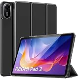 TiMOVO Funda para Xiaomi Redmi Pad 2 11 Pulgadas 2025, Negro | Funda Delgada Ligera, Base Rígida, Soporte Triángulo Ajustable, Auto Activación/Reposo