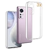 REY 3X Funda Carcasa Gel Transparente para XIAOMI 12 Lite, Ultra Fina 0,33mm, Silicona TPU de Alta Resistencia y Flexibilidad