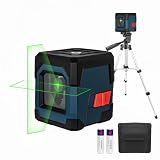 Nivel Láser con Trípode,RockSeed Cruz Verde Nivel Láser Puntos Horizontales y Verticales Nivel Láser Autonivelante Giratorio de 360 grados con Modo Manual/Autonivelante IP54