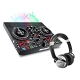 Numark Party Mix Live + HF 125 - Set de DJ, Controlador DJ con luces DJ integradas, altavoces y mezclador DJ para Serato DJ Lite + Auriculares de DJ Profesionales