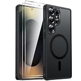 LeYi Funda Magnética para Samsung Galaxy S25 Ultra [NO S25], Negro | [2X Protector de Pantalla] S 25 Movil Carcasa Antigolpes Helada Translúcida Antihuellas Cuerpo Completo Capa