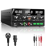 RUZIZAO Fuente de Alimentación Regulable 30V 10A DC Fuentes de Alimentación de Laboratorio Fuente de Alimentacion de Banco Ajustable Pantalla LED de 4 Dígitos (Negro 30V 10A)