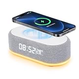 Despertador Inteligente 6 en 1, Digital con Cargador Inalámbrico | Multifuncional Despertador con Bluetooth, con Luz Nocturna, Temperatura y Brillo Ajustables, Digital para Mesita de Noche