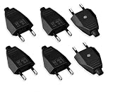 6PCS Enchufe Europeo Plano, 250V, Enchufe de 2 Pinas para Electrodomésticos y Dispositivos Eléctricos, Enchufe Plano 250V, Extensión de Enchufe Plano Compatible con Conexiones Schuko en Europa