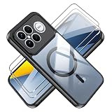Tieeyivv Funda Magnética para Poco F8 Ultra Case con MagSafe con Protector de Pantalla Cristal Vidrio Templado Frame Funda de Silicona Flexible + PC Acrílico Carcasa Transparent Slim Cover