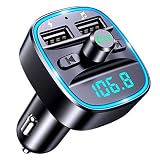 Mohard Transmisor FM Bluetooth Coche con Puertos USB Duales (5V/2.4A & 1A) | Manos Libres Adaptador Bluetooth Coche Mechero, Musica Radio Inalámbrico Reproductor MP3, Soporte Memoria USB y Tarjeta TF