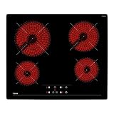 TEKA Vitrocerámica 4 Fuegos 60 cm, Tecnología Touch Control con Cronómetro, Sistema fácil instalación Fast-Click, Modelo TZ 6415