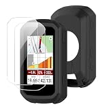 Effcotuo Funda Compatible con Garmin Edge 550/850 Case con 2 Piezas Protector de Pantalla para Cristal Templado, Carcasa de Silicona, Anti-Rasguño,Resistente Huellas Dactilares,TPU Suave Cover –Negro