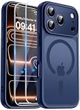 FLLAO Funda para iPhone 17 Pro MAX, Compatible MagSafe, con 2 Piezas Protector de Pantalla Cristal Templado, [Protección de Cámara] Magnética Translúcida Mate Carcasa, Azul Navy