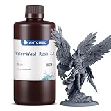 ANYCUBIC Water-Wash Resin 2.0, Resina para Impresoras 3D Gris, 1000g | Resina 3D de Alta Precisión de 405nm, Resina de Baja Contracción para Impresoras 3D de Resina DLP con Capacidad 4K/8K/12K LCD