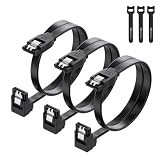 Cable Matters Cables SATA III de Ángulo, 6Gbps, Pack de 3, 45cm, Negro | 6Gbps, SATA 3 cable, SATA-cable SSD, SATA-cable, acodado datos cable, HDD, CD/DVD, discos duros