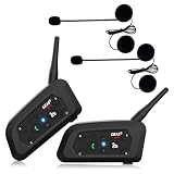 Ejeas V6Pro 2xIntercomunicador Casco Moto Bluetooth para Motocicletas, Gama Comunicación Intercom de 1200m, Impermeabilidad, Intercomunicacion Entre 6 Motociclistas, Walkie Talkie para Moto