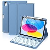 Vobafe Funda Teclado para iPad A16 11.ª Generación 2025/10.ª Gen 2022 | 11/10.9 Pulgadas QWERTY Español Ñ, Retroiluminado de 7 Colores Bluetooth Magnéticamente Teclado para iPad 11/10 Gen, Azul