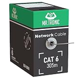 Mr. Tronic Granel Cable Ethernet Cat 6 De 305m, Bulk Cable de Red LAN Para Internet Rápida & Fiable - AWG24 Cat6 a Granel, 1 Gbps Internet 250 MHz UTP CCA (305 Metros, Gris)