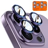 TOCOL Protector Lente Cámara para iPhone 14 Pro Max/14 Pro, Morado Oscuro | Vidrio Templado 9H, HD Alta Transparencia, Antihuellas, Cubierta Antirrayas, Compatible con Fundas, 2 Piezas