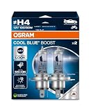 OSRAM COOL BLUE® BOOST, H4, lámparas halógenas para faros delanteros, hasta 5500K, caja plegable colgante (2 lámparas), solo para uso todoterreno