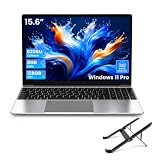 Breloom 2026 Ordenador Portátil 15.6' con Soporte, Celeron 5205U, 8GB RAM 128GB SSD, FHD 1920x1080, Wi-Fi 5, USB 3.0, HDMI, Huella Digital, Win 11 Pro Laptop Portatiles Baratos y Buenos