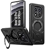 KANSi Funda para Xiaomi Redmi Note 14 Pro 5G/4G, Redmi Note 14 Pro+ (Plus), Poco X7 5G, Anti Golpes Carcasa Protectora Resistente con Anillo Soporte Giratorio - Capa Negro