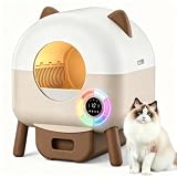 Arenero Gatos Autolimpiable 89L, Caja Arena Gato Automatica con App Control y Sensores de Seguridad, Antifugas, Atrapamiento, Olores, Luces Ambientales LED, para Múltiples Gatos, Fácil de Limpiar