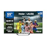 Haier QLED 4K UHD H55S81FUX - 55', Smart TV, Google TV, Dolby Audio, HDR 10, Smart Remote Control, Google Assistant, Bluetooth 5.1, 120Hz Gaming, USB 2.0, DBX TV, HDMI 2.1 x 4, Sin Marcos, 2025