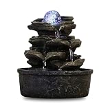 Fuente de poliresina ZenLight Little Rock, marrón oscuro, 20 x 20 x 23 cm