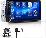 Junsun Universal 2 DIN Radio de Coche con Pantalla Táctil 7 Pulgadas, con CarPlay/AndroidAuto/Admite Carga Type-C/USB/Micrófono/FM/EQ/GPS/Bluetooth/USB/SW