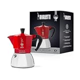 Bialetti - Cafetera Moka de Inducción, Adecuada para todo tipo de Placas, 4 Tazas de Café Espresso (150 Ml), Rojo
