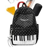 Mochila de viaje genérica, modelo , diseño de piano, gran capacidad, mochila multibolsillo, para estudiantes universitarios, ordenador diario, senderismo y viaje aéreo, Negro , Se référer au